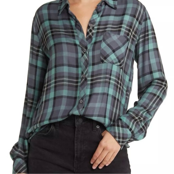 Rails Women’s Hunter Shirt In Smoke Agave Black Size M - Picture 2 of 15